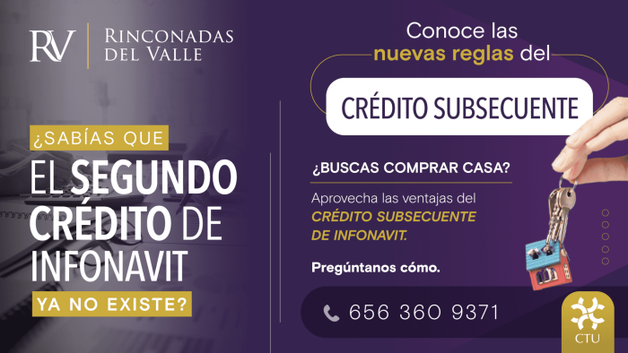 Han cambiado las reglas en el créditos subsecuente de Infonavit, agenda con nuestros asesores y compra tu casa en Rinconadas del Valle Residencial.